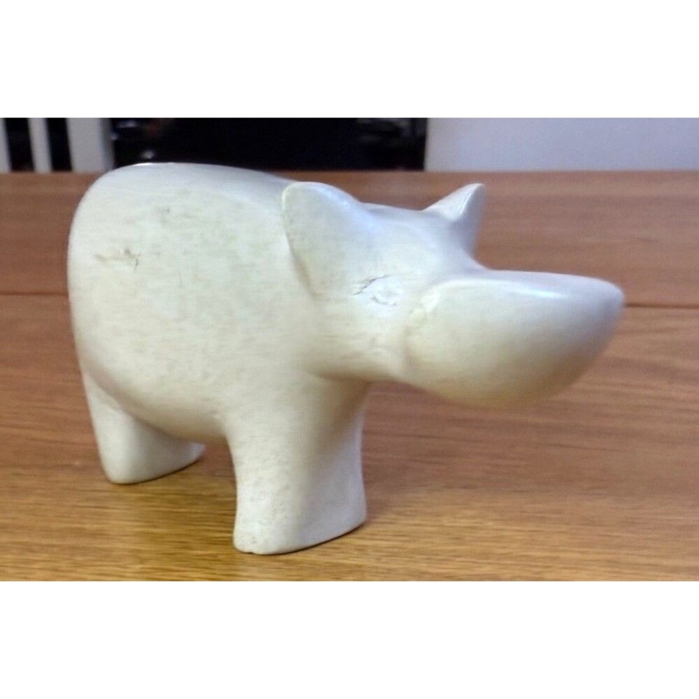 Hand Carved Soapstone Hippopotamus Hippo Figurine Decorative Sculptural Art